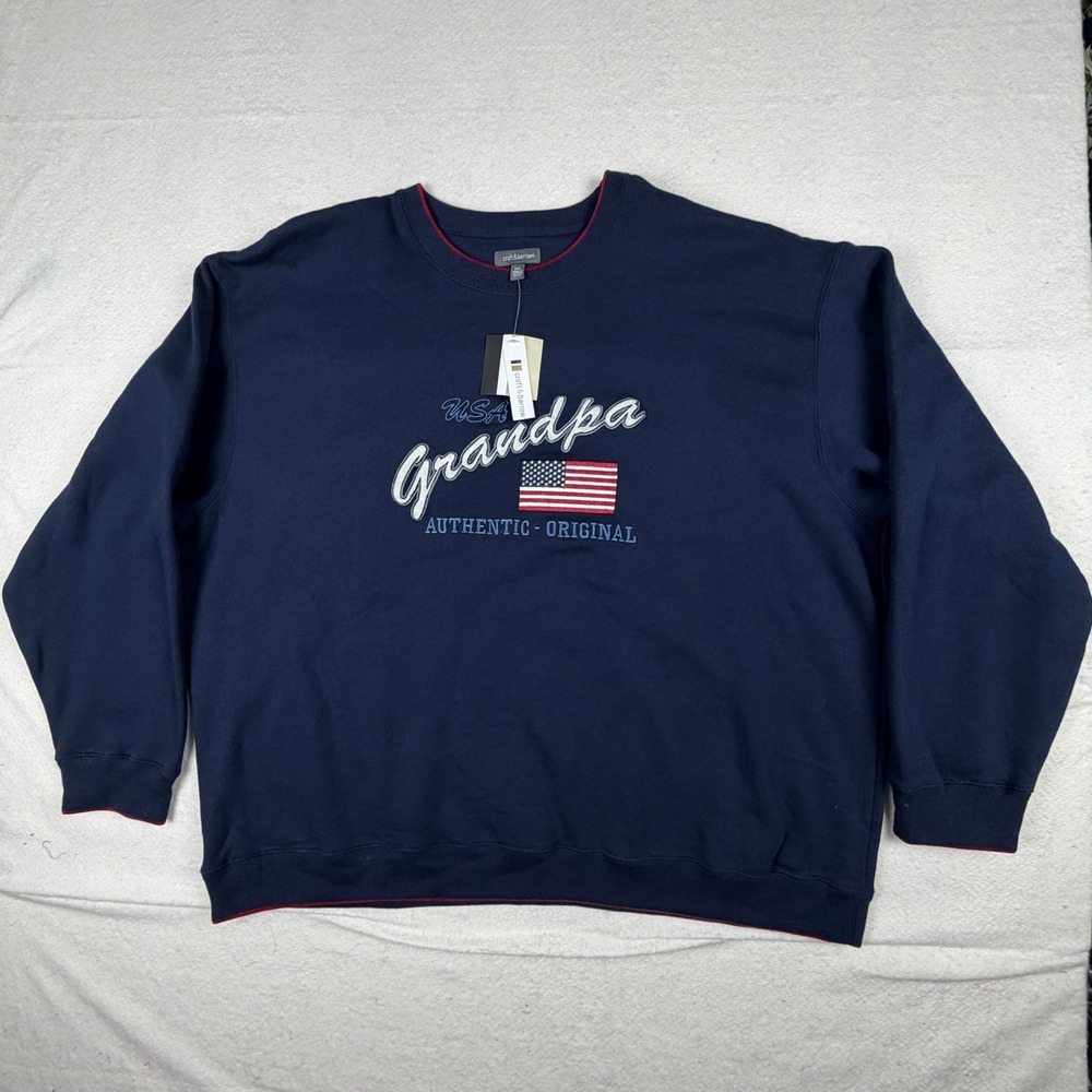 Croft & Barrow USA Grandpa Navy Blue Sweatshirt Mens XXL NWT American Flag